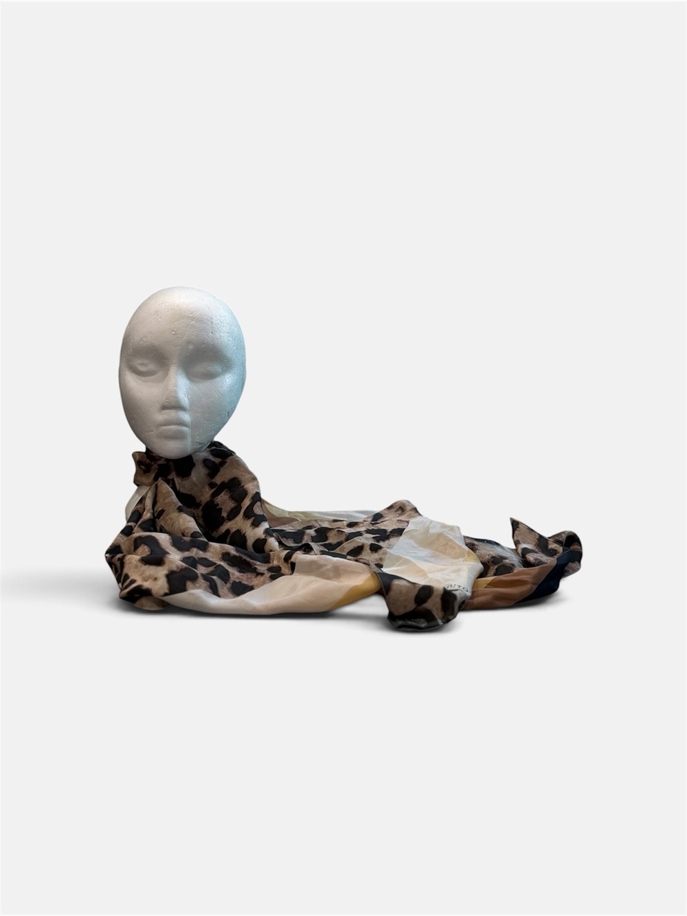 Vince Camuto Leopard Print Scarf in Brown, Cream & Black 100% Silk